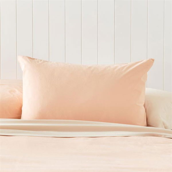 Adairs Pale Peach Pink European Stonewashed Cotton Bedlinen Pillowcase