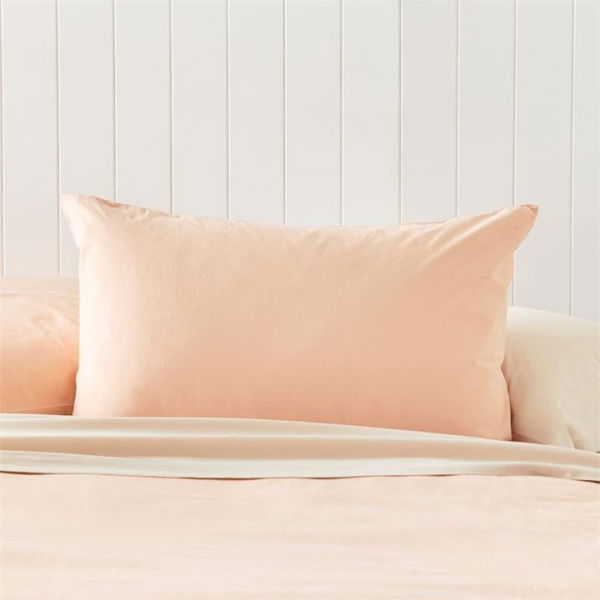 Adairs Pink Stonewashed Cotton Pale Peach King Pillowcase Pair