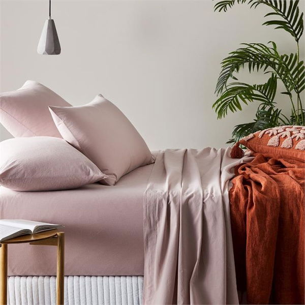 Adairs Pink King Pair Stonewashed Cotton Bedlinen W17 Violet