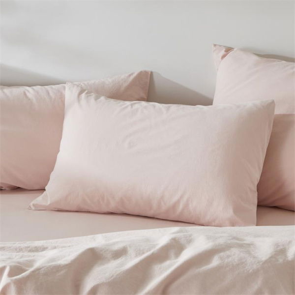 Adairs Pink King Pillowcase Pair Stonewashed Cotton Blossom Pillowcase Pink