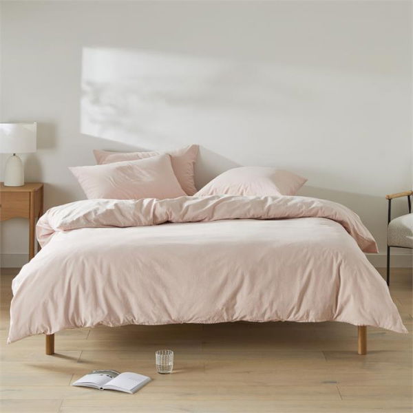 Adairs Pink Stonewashed Cotton Blossom Double Quilt Cover