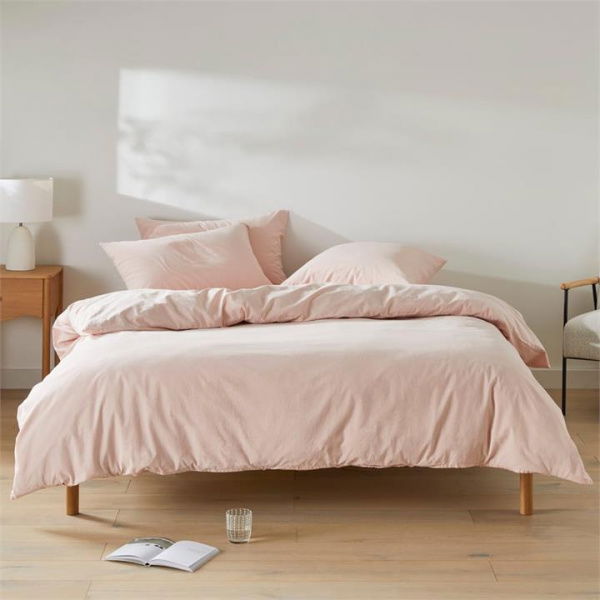 Adairs Pink King Stonewashed Cotton Blossom Quilt Cover