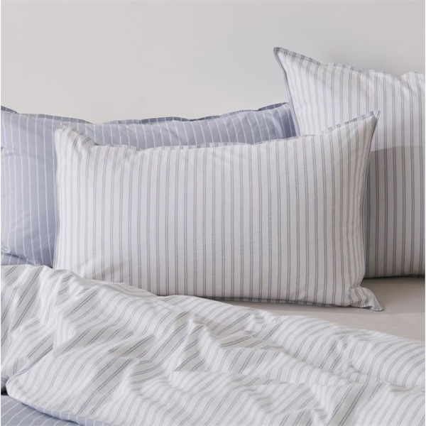 Adairs Blue European Pillowcase Each Stonewashed Cotton Blue Stripe Pillowcase