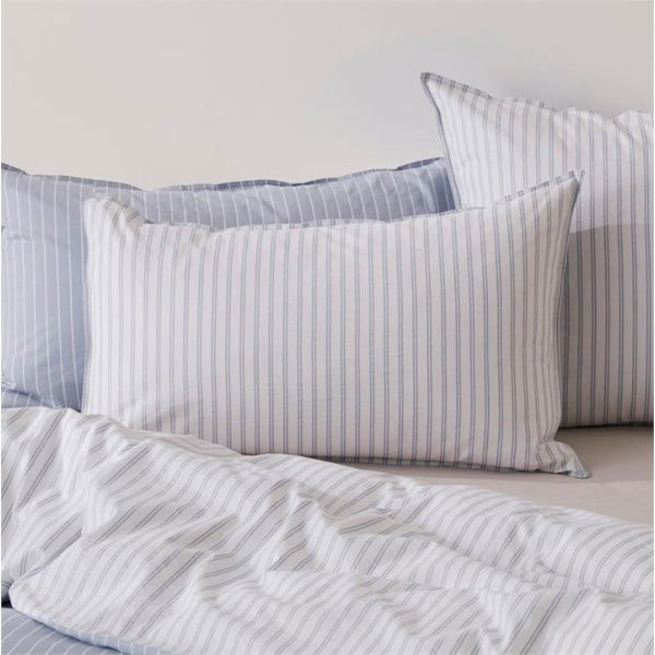 Adairs Blue Standard Stonewashed Cotton Stripe Pillowcase Pair