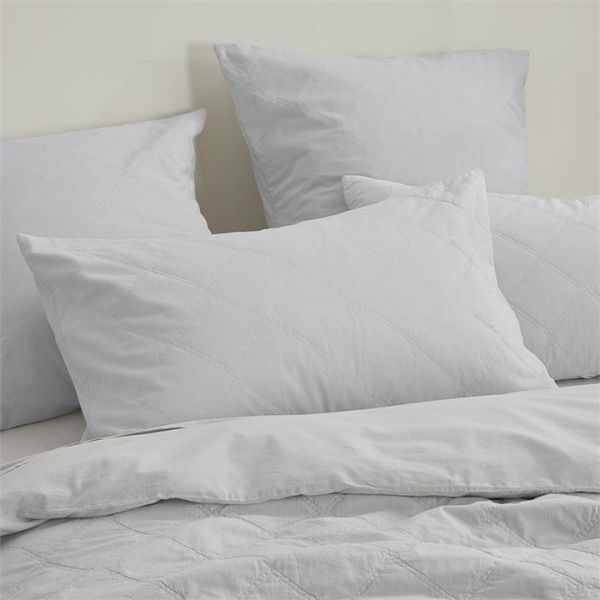 Adairs Stonewashed Cotton Cloud Quilted Pillowcase - Grey (Grey European Pillowcase Each)