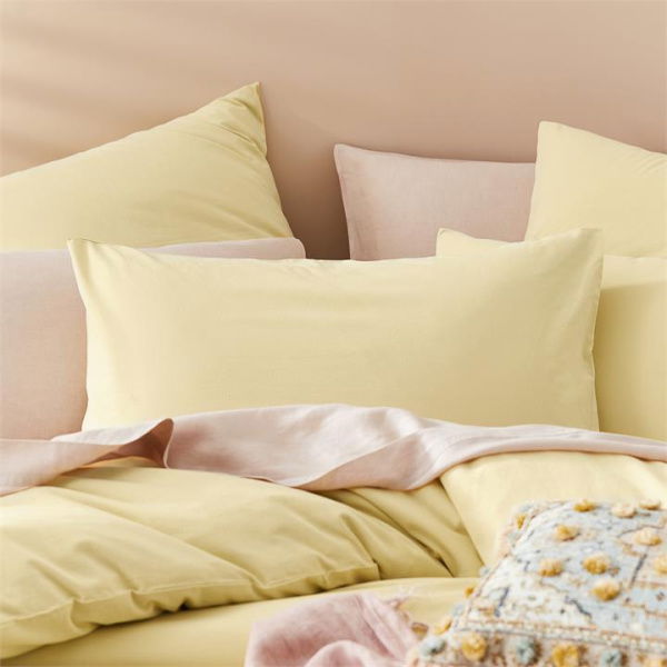 Adairs Yellow Stonewashed Cotton Dusty Lemon European Pillowcase Each