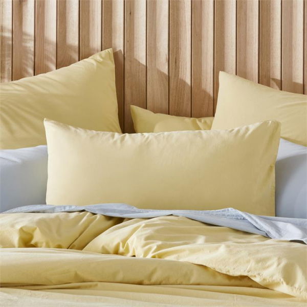 Adairs Yellow King Pillowcase Pair Stonewashed Cotton Dusty Lemon Pillowcases Yellow