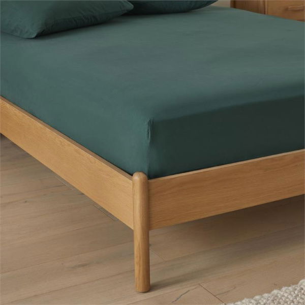 Adairs Stonewashed Cotton Evergreen Fitted Sheet - Green (Green King)