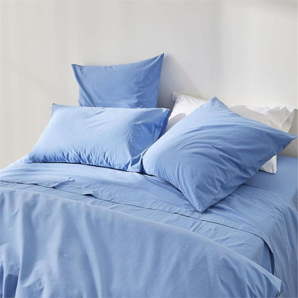 Adairs Stonewashed Cotton French Blue Pillowcase (Blue King Pillowcase Pair)