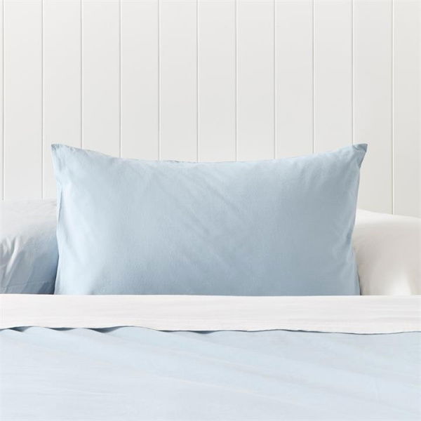 Adairs Blue King Pair Stonewashed Cotton Ice Blue Pillowcases