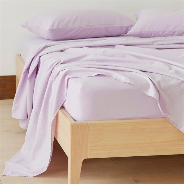 Adairs Purple Double Stonewashed Cotton Lilac Sheet Set Purple