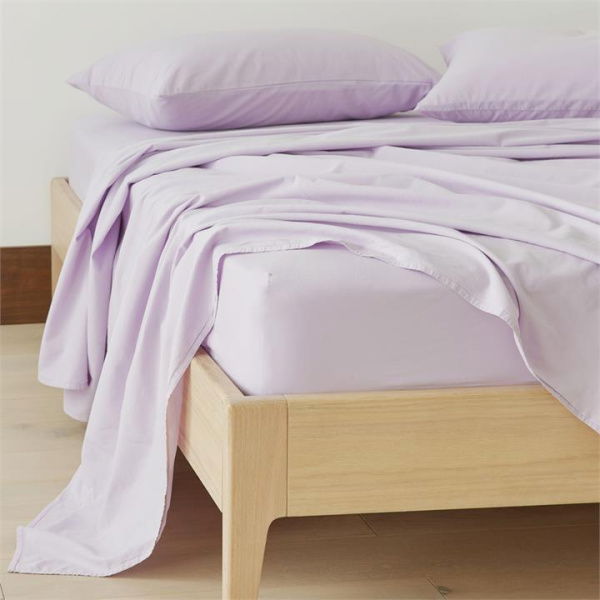 Adairs Purple King Stonewashed Cotton Lilac Sheet Set Purple