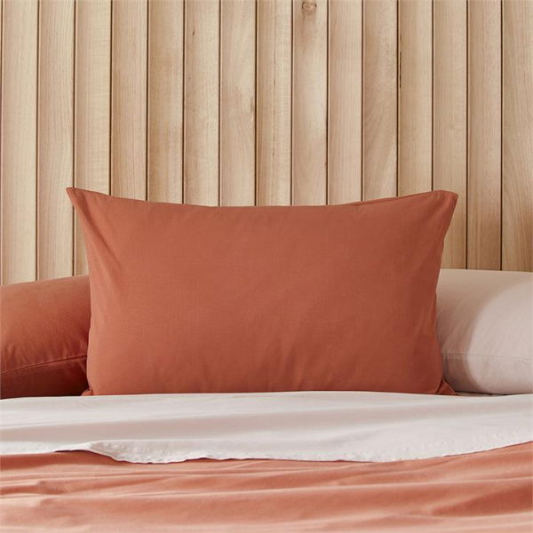 Adairs Stonewashed Cotton Paprika Pillowcases - Red (Red European Pillowcase Each)