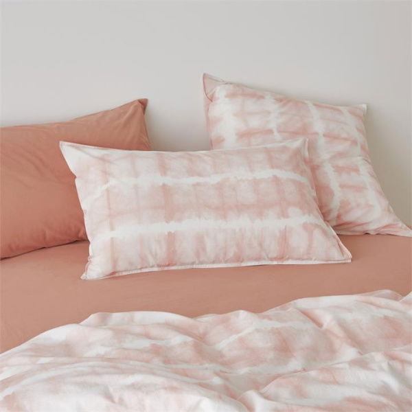 Adairs Pink European Pillowcase Each Stonewashed Cotton Peach Tie Dye Pillowcase Pink