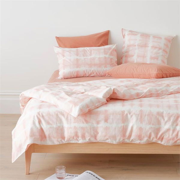 Adairs Stonewashed Cotton Peach Tie Dye Quilt Cover - Pink (Pink Single)