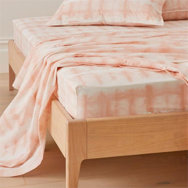 Adairs Pink Single Stonewashed Cotton Peach Tie Dye Sheet Set