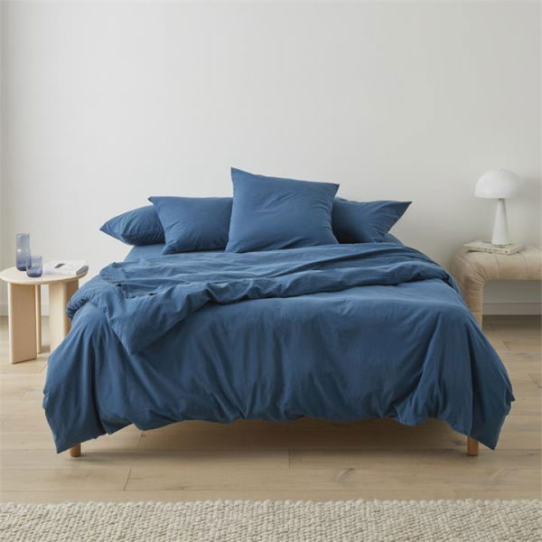 Adairs Stonewashed Cotton Petrol Blue Quilt Cover (Blue Double)