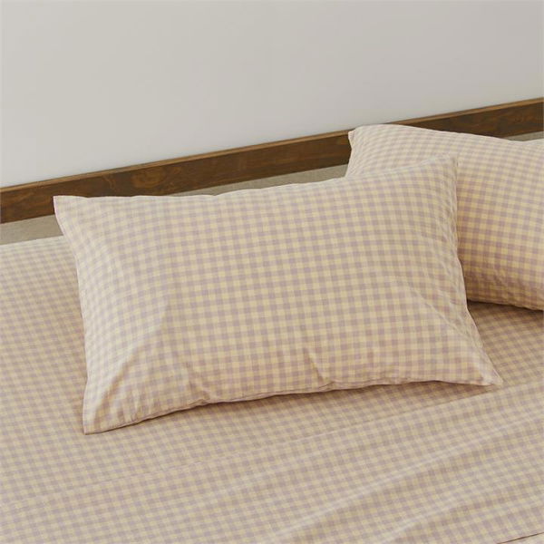 Adairs Yellow European Pillowcase Each Stonewashed Cotton Printed Dusty Lemon Gingham Pillowcase Yellow