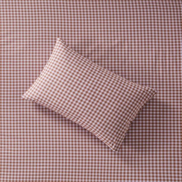 Adairs Stonewashed Cotton Printed Lilac Gingham - Purple (Purple King Pillowcase Pair)