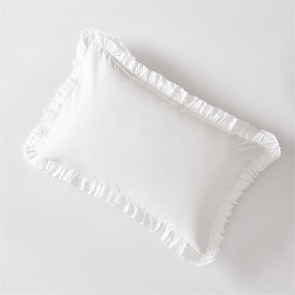 Adairs Stonewashed Cotton Ruffle White Pillowcases (White European Pillowcase Each)