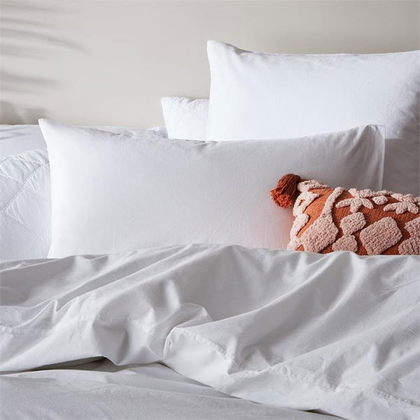 Adairs White King Pair Stonewashed Cotton Pillowcase