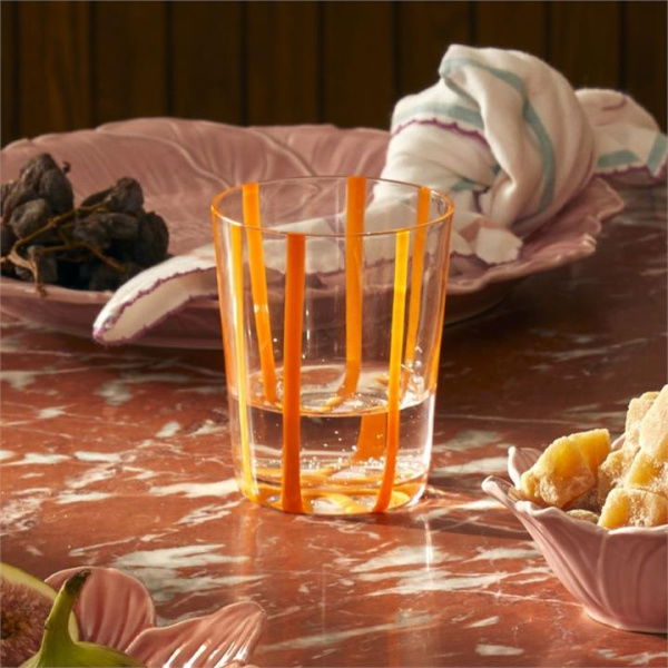 Adairs Stripe Amber Tumbler - Orange (Orange Tumbler)