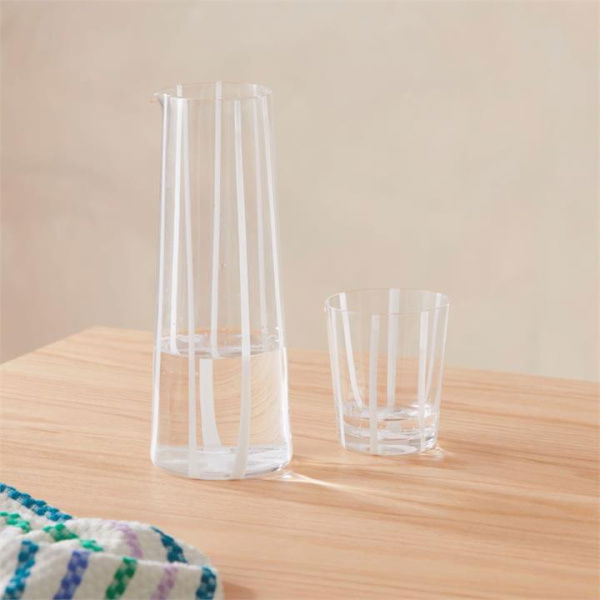 Adairs Stripe White Drinkware (White Carafe)