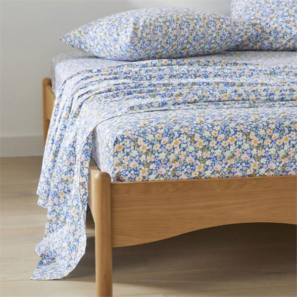 Adairs Blue King Extra Depth Summer Brights Libertine Blue Printed Sheet Set