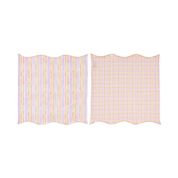 Adairs Pink Summer Sorbet Gingham & Stripe 2 Pack Napkins