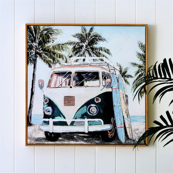 Adairs Blue Wall Art Summer Vibes Combi Canvas Blue