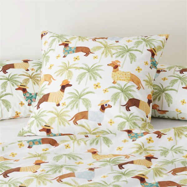 Adairs Green European Pair Summertime Dachshund Pillowcases