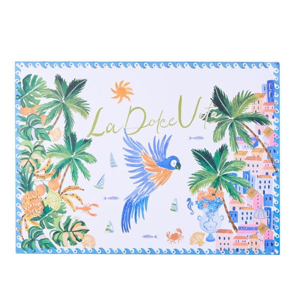 Adairs Blue Placemat Summertime La Dolce Vita Paper Placemats Pack of 50 Blue