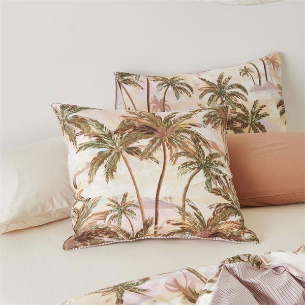 Adairs Sunset Palm Pillowcase - Pink (Pink King Pillowcase Each)