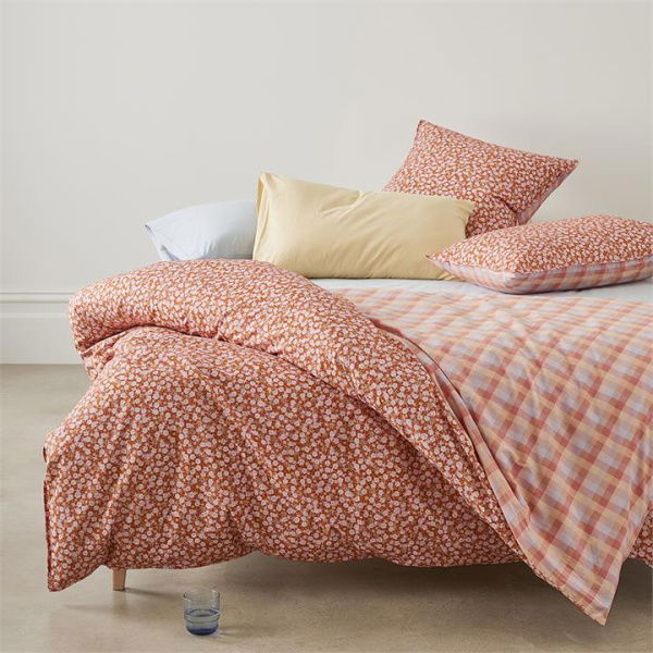 Adairs Sunset Paprika Floral Quilt Cover Set - Orange (Orange Double)