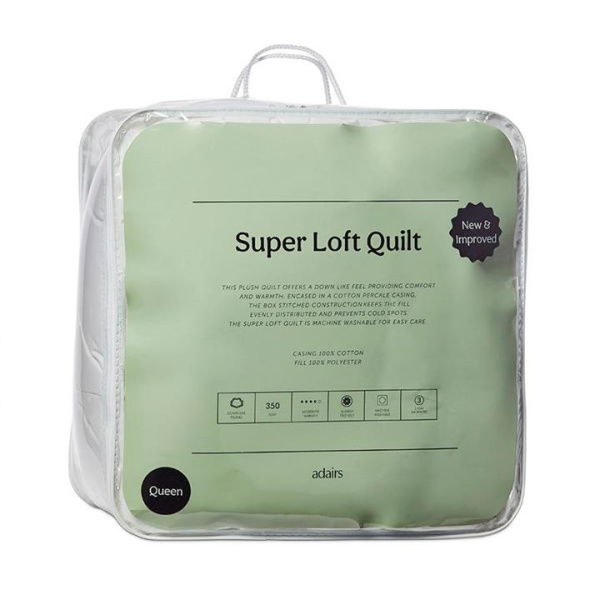 Adairs White Single Super Loft Quilt Single White