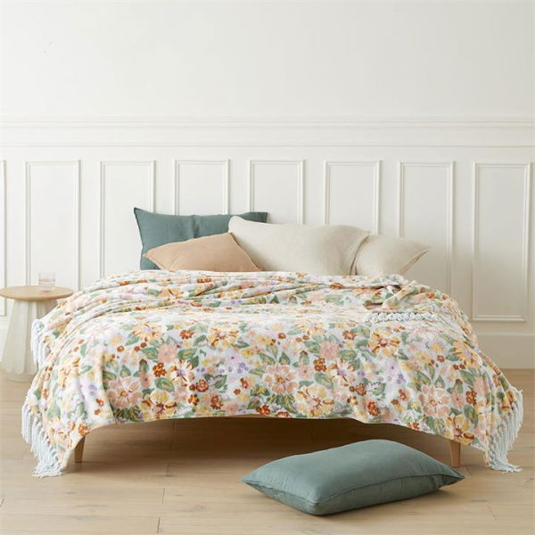 Adairs Green Byron Floral Supersoft Blanket