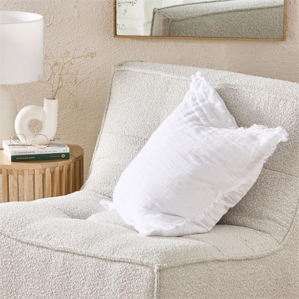 Adairs White Suri Linen Cushion