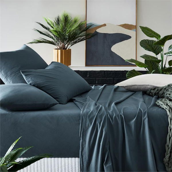 Adairs Blue SW Cotton Sheet Sets Dark Slate SS King