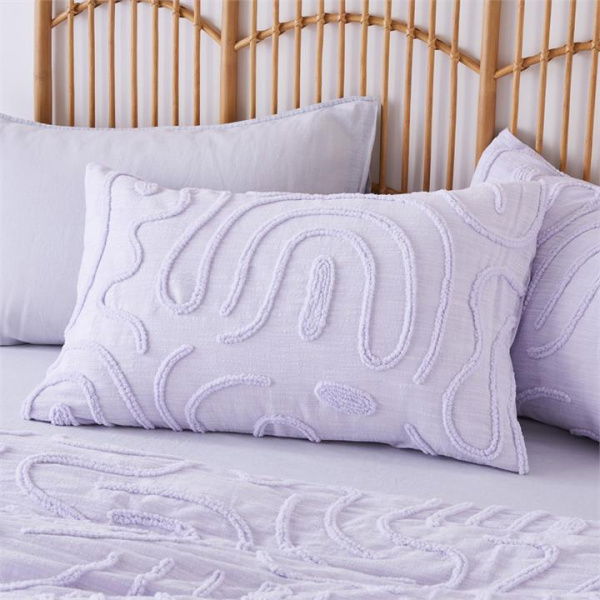 Adairs Swirl Lilac Tufted Pillowcases - Purple (Purple European Pillowcase Each)