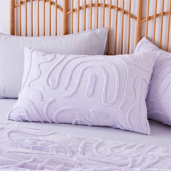 Adairs Swirl Lilac Tufted Pillowcases - Purple (Purple King Pillowcase Each)