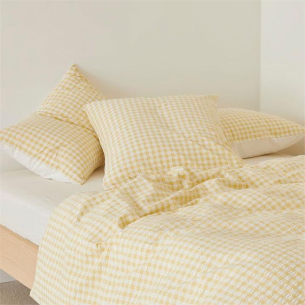 Adairs Talia French Butter Check Quilt Cover Set - Yellow (Yellow Single)