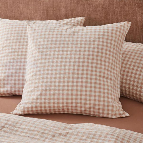 Adairs Talia Pink Sand Check Pillowcases (Pink European Pillowcase Each)