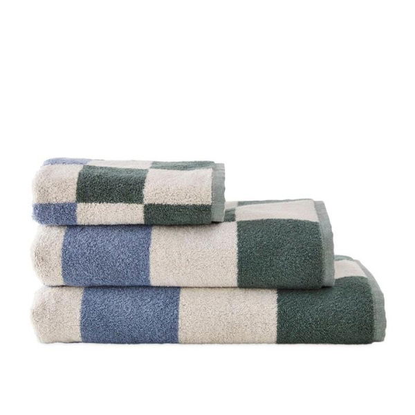 Adairs Blue Bath Towel Taylor French Blue Multi Check Towel Range