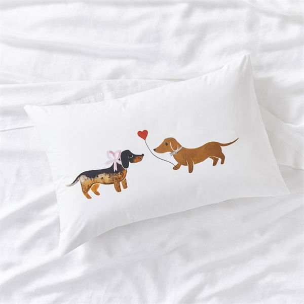 Adairs White Standard Pillowcase Each Text Pillowcase Std P/Case White Dachshund