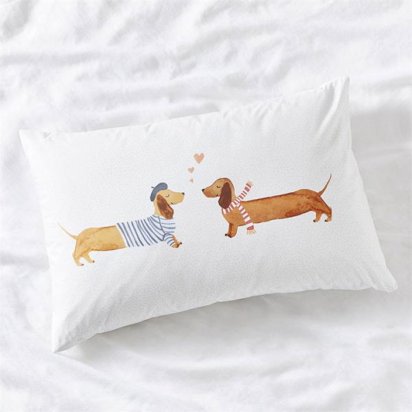 Adairs White Standard Dachshund Love Pillowcase Each