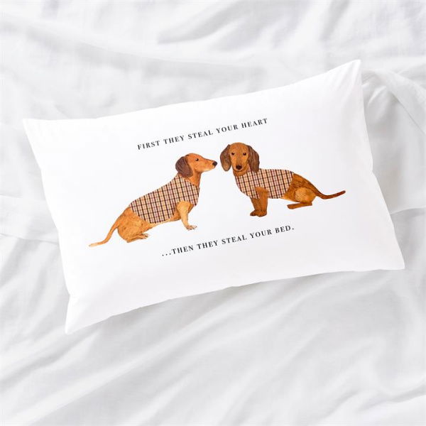 Adairs White Text Std P/Case Dog Steals Your Heart Standard Pillowcase Each