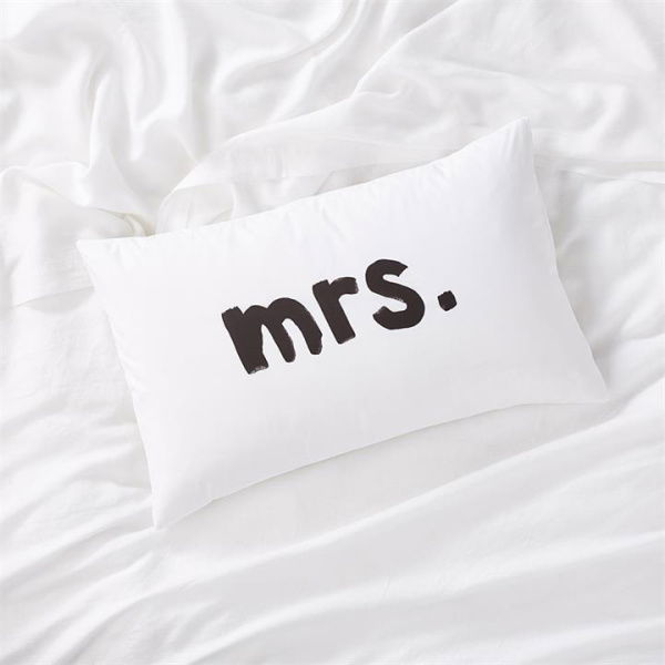 Adairs White Text Pillowcase Std P/Case Mrs Standard Pillowcase Each