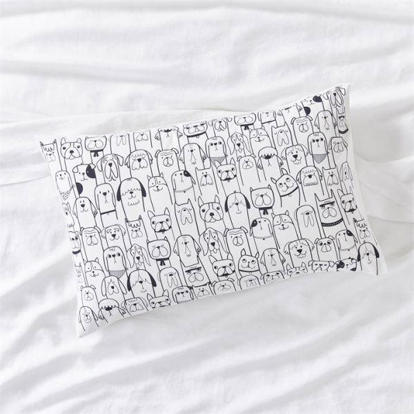 Adairs White Standard Pillowcase Each Text Pillowcase Std P/Case White Puppy Ea.