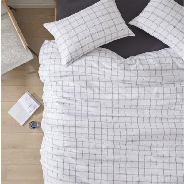 Adairs White Double Toby Check White Quilt Cover Set