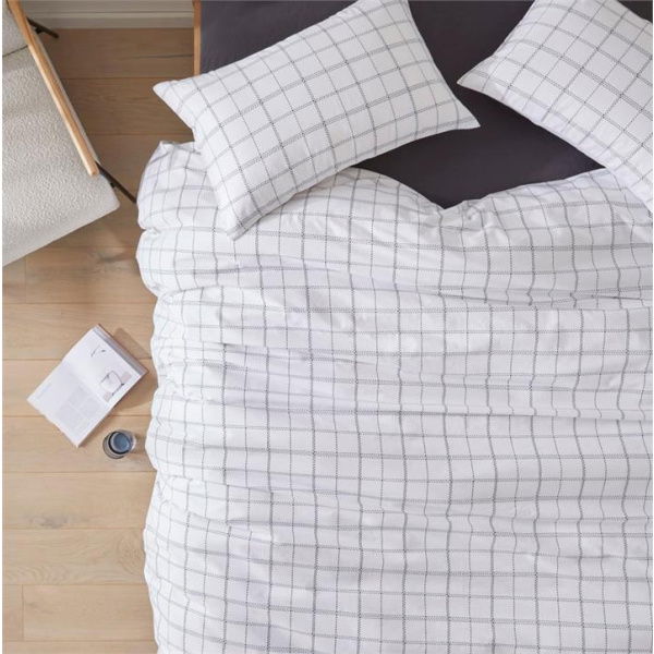 Adairs White Toby Check King Quilt Cover Set